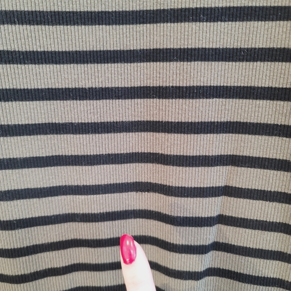 Old Navy Olive Green & Black Short Sleeve Striped Dress Women's Size Large - Picture 8 of 11